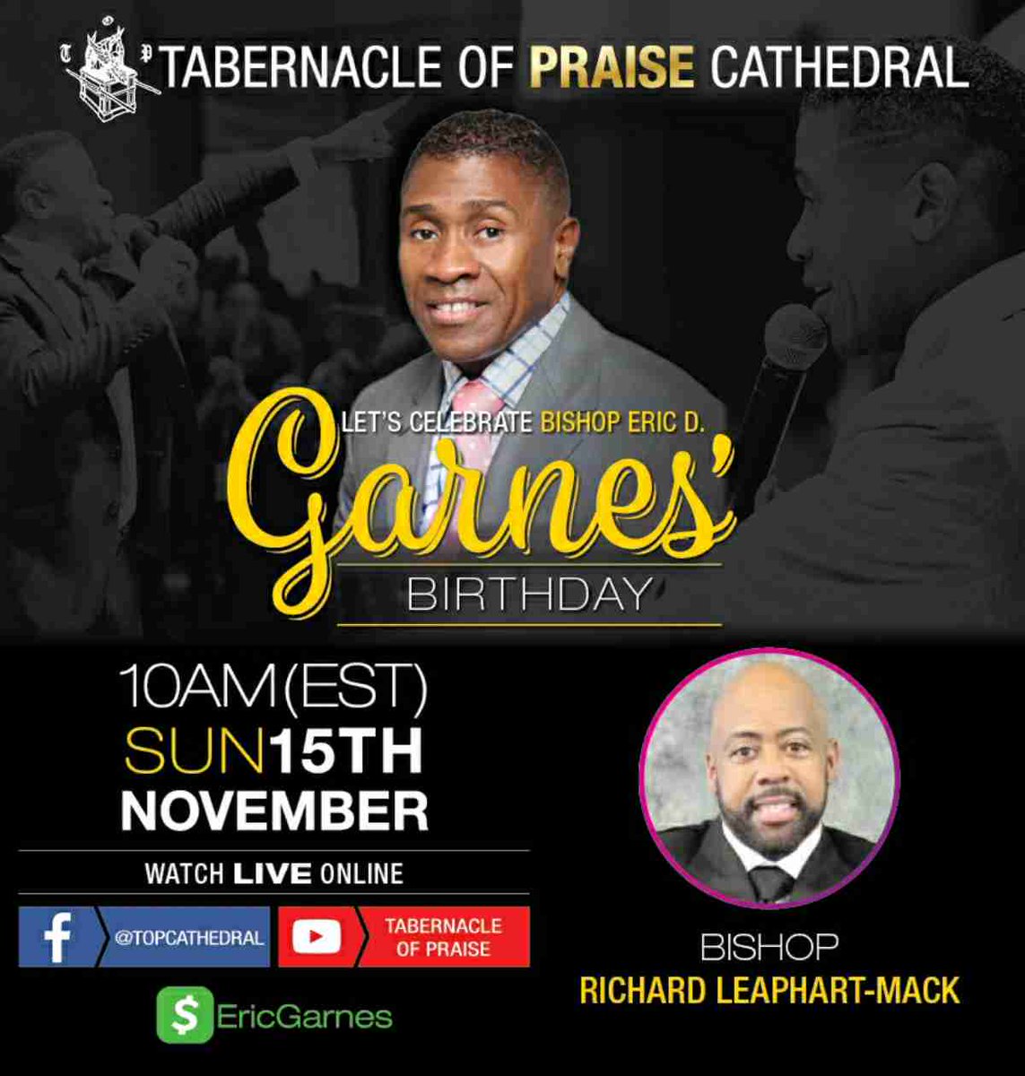 bishopedgarnes's tweet photo. TODAY IS MY BIRTHDAY!!!! Join me as I celebrate at 10:00 AM (EST) where Bishop @Raleap will be preaching a powerful Word. 

Watch #LIVE on #Facebook &amp; #YouTube

#Celebration #Birthday #Jesus #sundayfunday #sundayvibes 
 #facebooklive #youtubelive #TOPraise #TheKICWay https://t.co/x2hj78CBxR