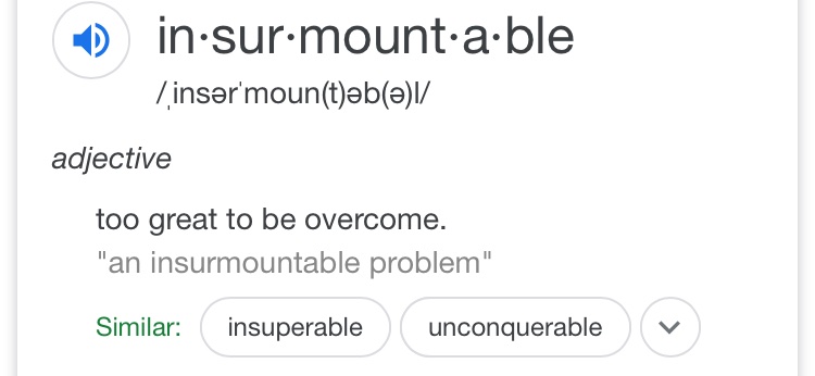 TrillOfTruth's tweet photo. @WattersWorld @realDonaldTrump @TomFitton @AndrewCMcCarthy There’s no path to victory for the illegitimate occupant. 
Biden won and donald lost. 
That’s all there is. Here’s a word for the morons who can’t comprehend this simple fact...
insurmountable.
#BidenWon
#TrumpLost 
#InsurmountableJoe https://t.co/7CA7yMU7FI