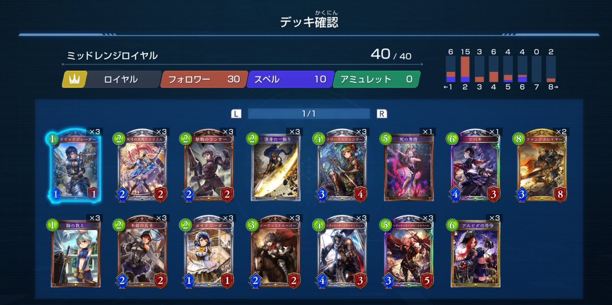 舞元啓介 V界隈のおもちゃ على تويتر 出かけなくてはならない用事があるためここで終わり あとは部長に託します 使ったデッキはほぼミッドレンジロイヤル 新カード全く使わない構成でシャドバトから入った方でも使いやすく作りやすいデッキだと思うので おすすめ