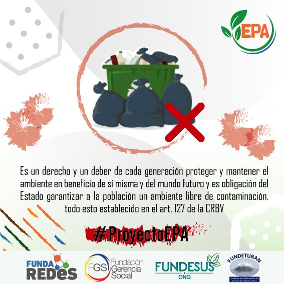 MFundaredes's tweet photo. Es un derecho y un deber de cada generación proteger y mantener el ambiente en beneficio de sí misma y del mundo futuro y es obligación del Estado garantizar a la población un ambiente libre de contaminación, todo esto establecido en el art. 127 de la CRBV #ProyectoEPA https://t.co/XF4BlsXFGJ