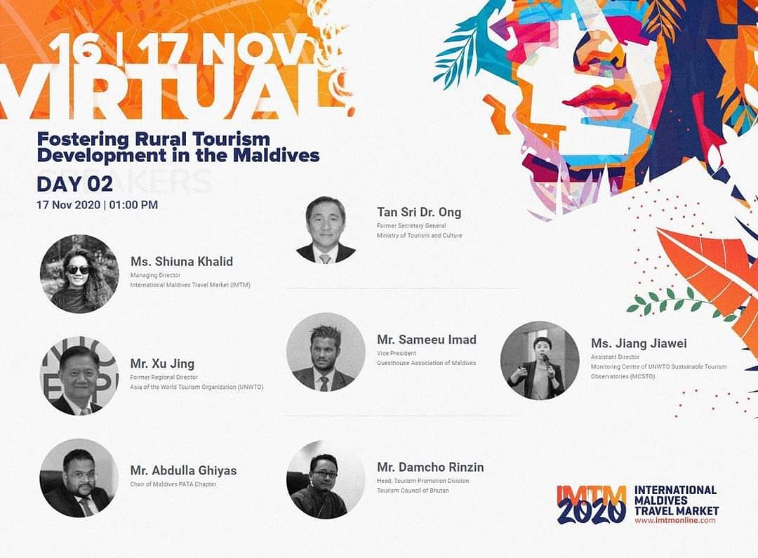 matatoMV's tweet photo. IMTM2020 Webinar: Fostering Rural Tourism Development in the Maldives webinar will be held  on Rural Tourism Approaches in the Maldives, Malaysia, China and Bhutan
Time and Date: 17th November 2020, Tuesday, 1300hrs to 1430hrs (MLE Time)
#IMTM2020 #IMTM2020Webinar #iamwithIMTM https://t.co/mGOGD78v4n