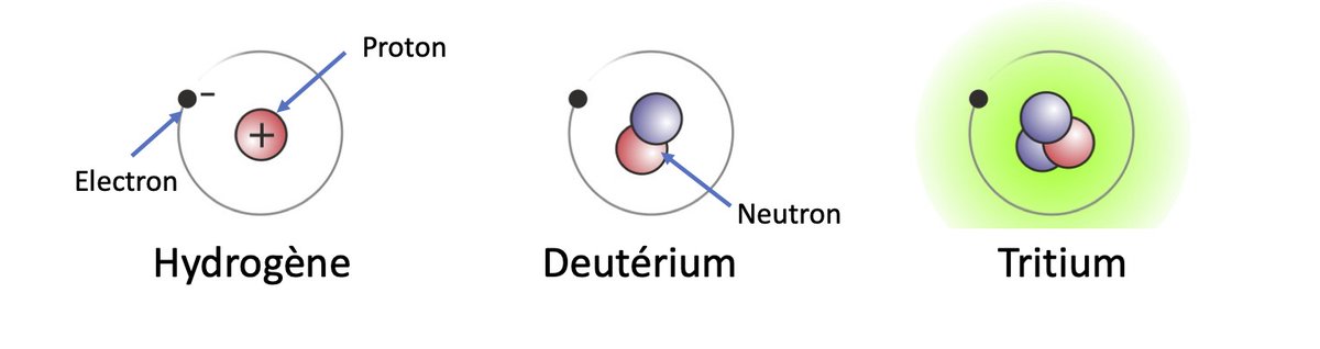 Un atome est composé de protons (charge positive) et de neutrons (sans charge) ; qui forment le noyau. Des électrons (charge négative) voyagent autour du noyau. Des isotopes sont des atomes ayant des nombres de neutrons différents pour un nombre d’électrons/protons donné. [4/11]
