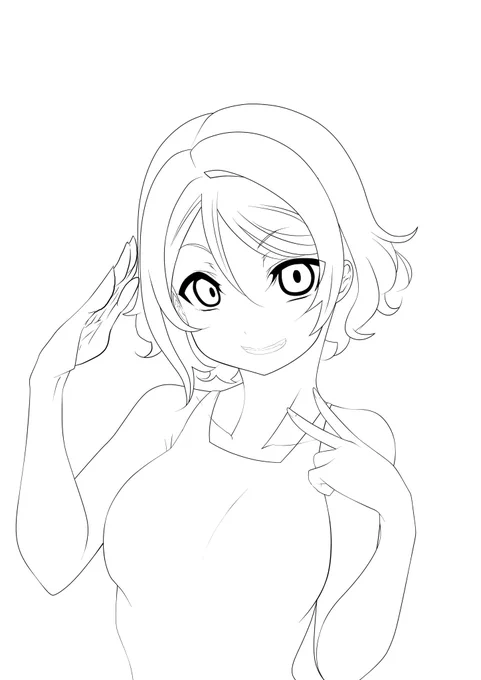こう言う事で?
 #皆さん線画と塗った後を見せてください 