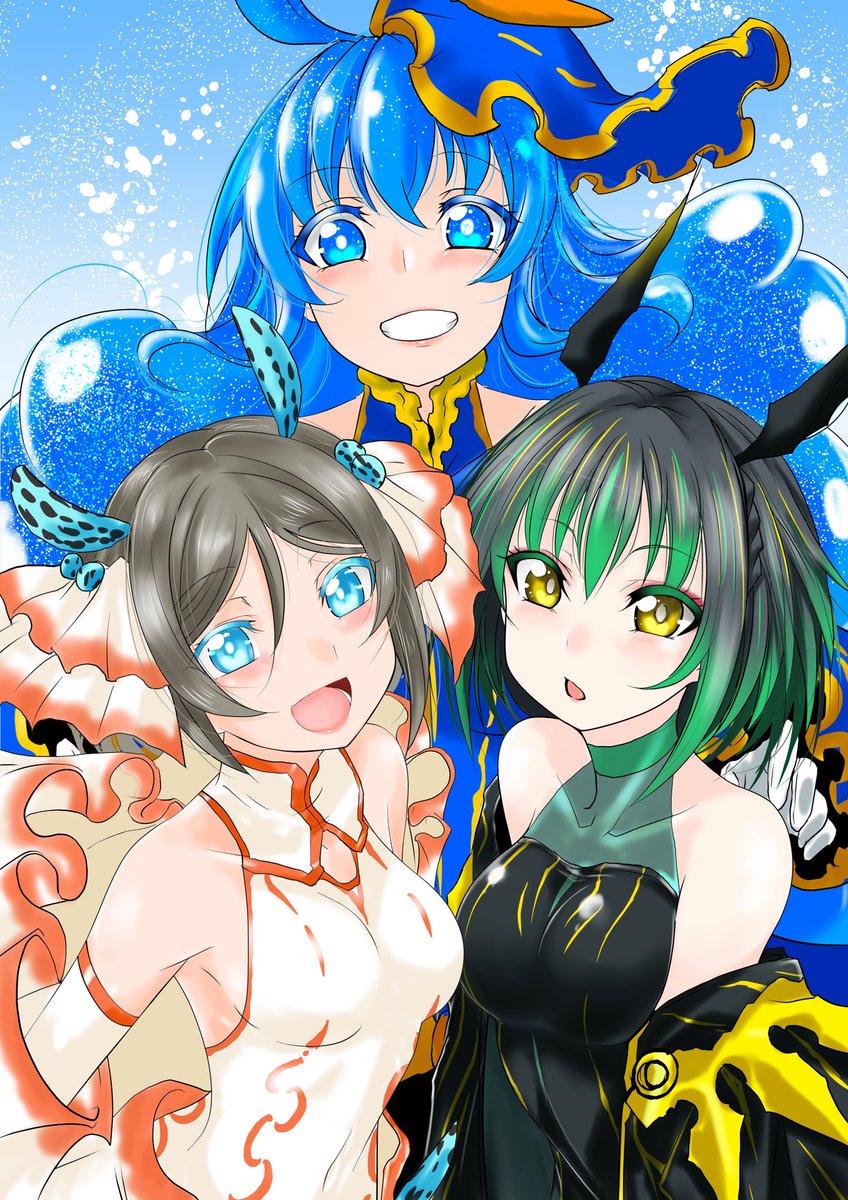 こう言う事で?
 #皆さん線画と塗った後を見せてください 