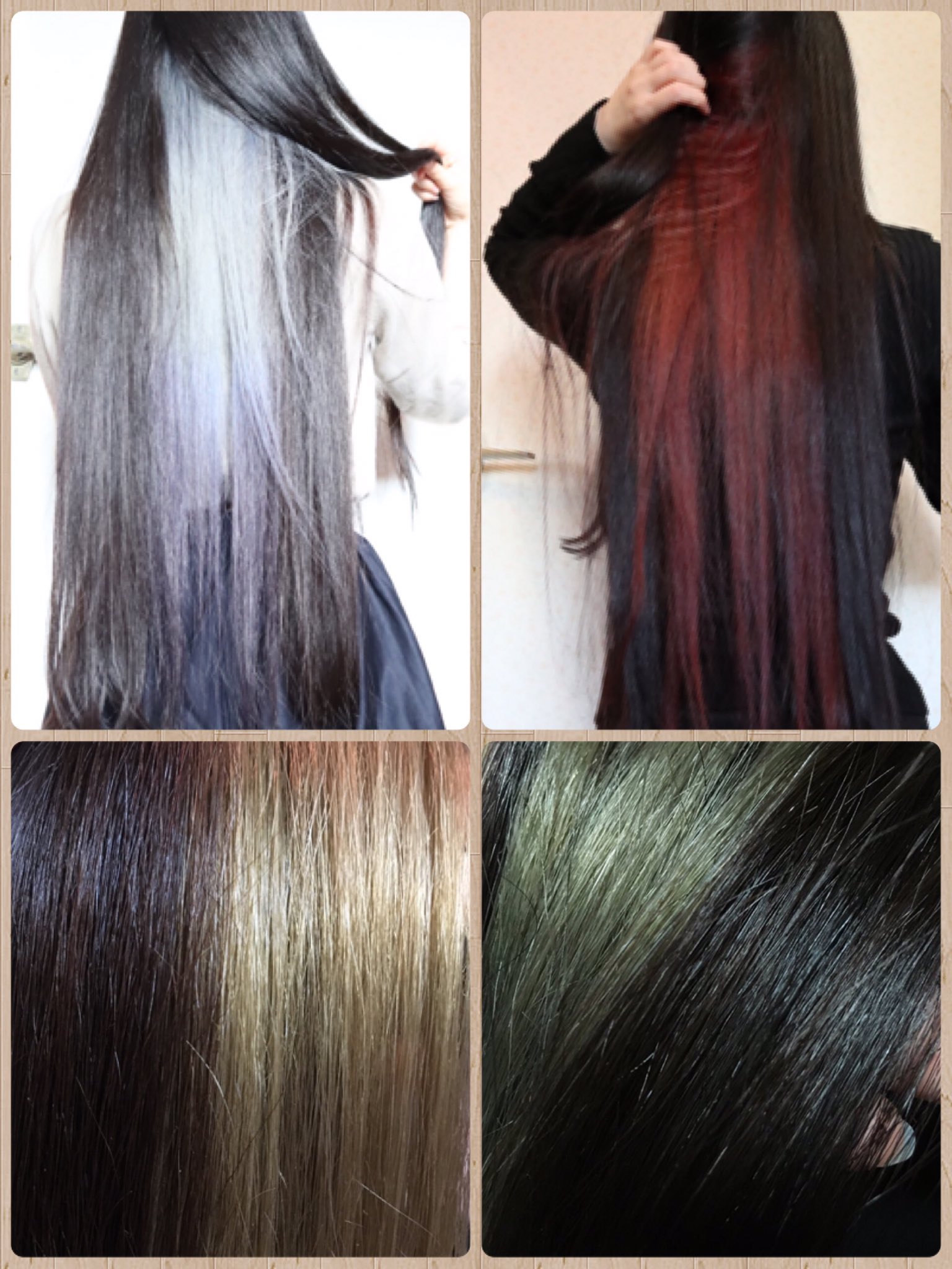 黒瀬みゆ ここ1年のインナーカラー変遷 イヴェルカーナっぽいグラデ 色落ち ワインレッド ピンクシャンプーで色味キープ 色 抜けてからムラシャン カーキっぽい色になった またピンクシャンプー 色が抜けてベージュ なう T Co Ualfwsy3tz