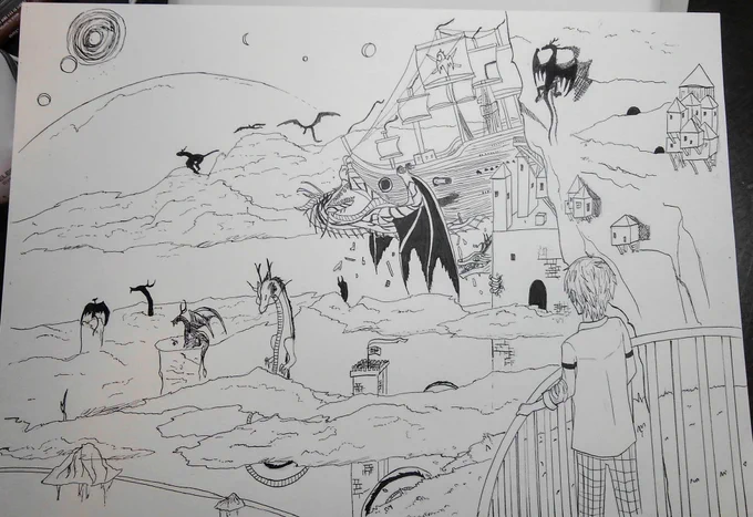 ドラゴンとかも描いたこともある。(ファンタジーの世界に憧れてた) 