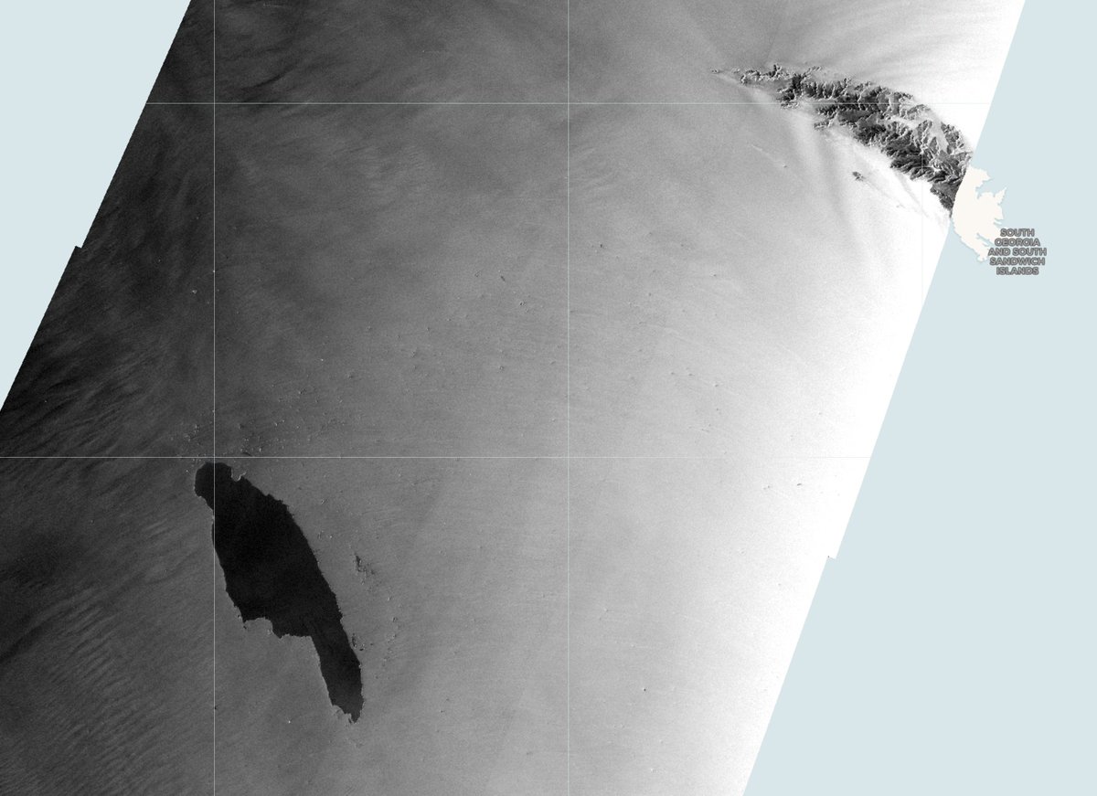 JCDAmos's tweet photo. Bergwatch: Woo-hoo! @CopernicusEU #Sentinel1 has now been tasked to follow #A68 into South Georgia waters. #SAR image from 07:24 this morning. Thank you @ESA_EO 🙏 https://t.co/hQMJmgSSwx