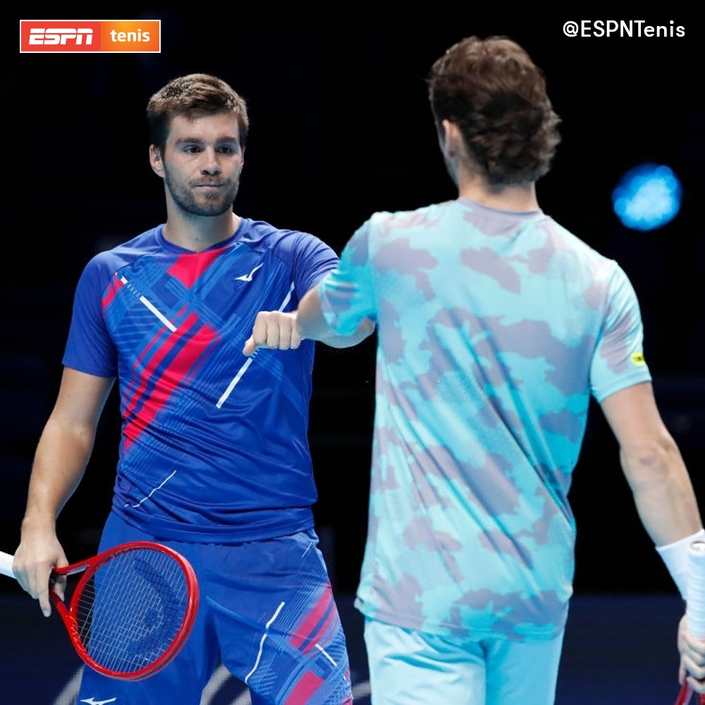 ESPNtenis's tweet photo. ¡El primer partido de las #ATPFinals fue para Koolhof/Mektic! 💥🎾
El neerlandés y el croata se impusieron por 7-6 (3), 6-7 (4) y 10-7 ante Krawietz/Mies por el Grupo #MikeBryan.
#TENISxESPN https://t.co/SwltZjEsm8