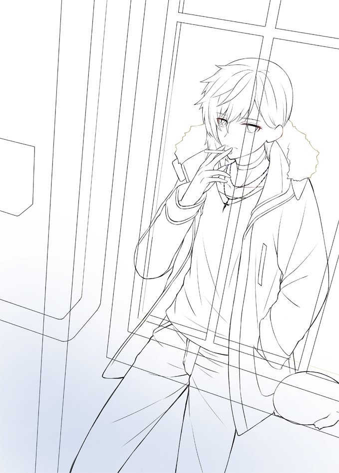 #皆さん線画と塗った後を見せてください 