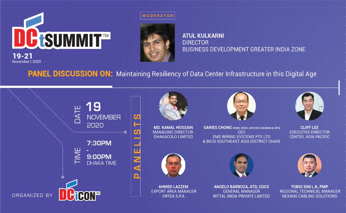 ct_summit's tweet photo. Virtual #DCtSUMMIT 2020: 19 – 21 November. 
For Joining: https://t.co/iu4uW099Ex 
@UptimeInstitute @Rittal_India @NexansDC @Centiel_HQ @CENTIEL_UPS_UK @DciconL @DCiCON_Limited https://t.co/naXUWC6uuw