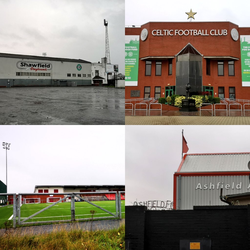Back across the Clyde via Shawfield Stadium (first women's football game under SFA rules in 1892 here). Past Celtic Park to Petershill Park where Glasgow City FC play, winning 13 titles in a row last year in the SWPL. On to Ashfield FC's ground they share with the speedway. 5/7