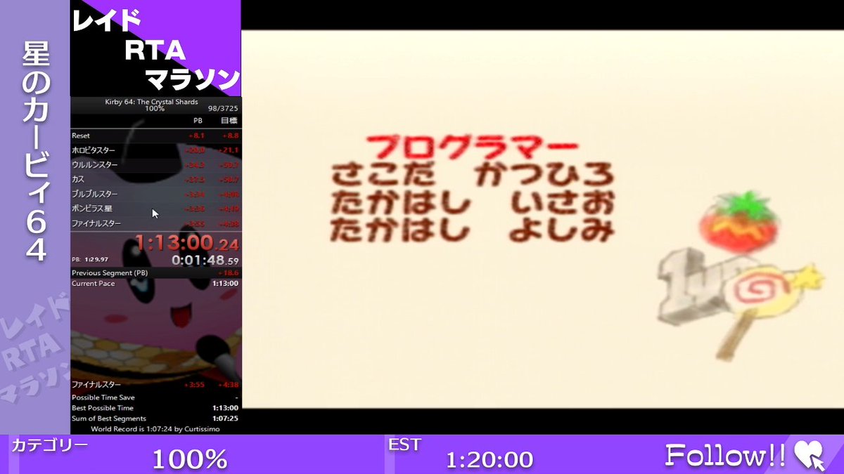 とよまなrtav レイドrtaマラソン 星のカービィ64 タイムは 1時間13分00秒 でした 走者のセリアさん Serin Ay お疲れ様でした さすがでした レイドrta T Co Omkrk14hby とよまなrtav レイドrtaマラソン 星のカービィ64 タイムは 1時間13分00秒 でした 走者のセリアさん Serin Ay お疲れ様でした さすがでした レイドrta T Co Omkrk14hby