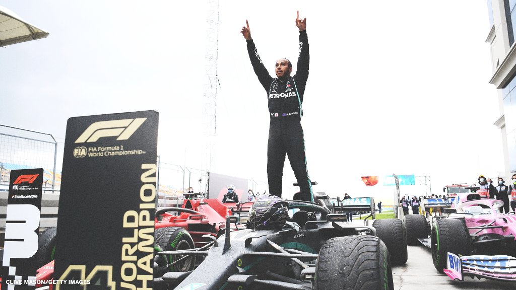 SportsCenter's tweet photo. HISTORY! @LewisHamilton is now a seven-time world champion:

🏆 2008
🏆 2014
🏆 2015
🏆 2017
🏆 2018
🏆 2019
🏆 2020

https://t.co/FyPoPju6zt (h/t @ESPNF1) https://t.co/A7PSRHiIb4