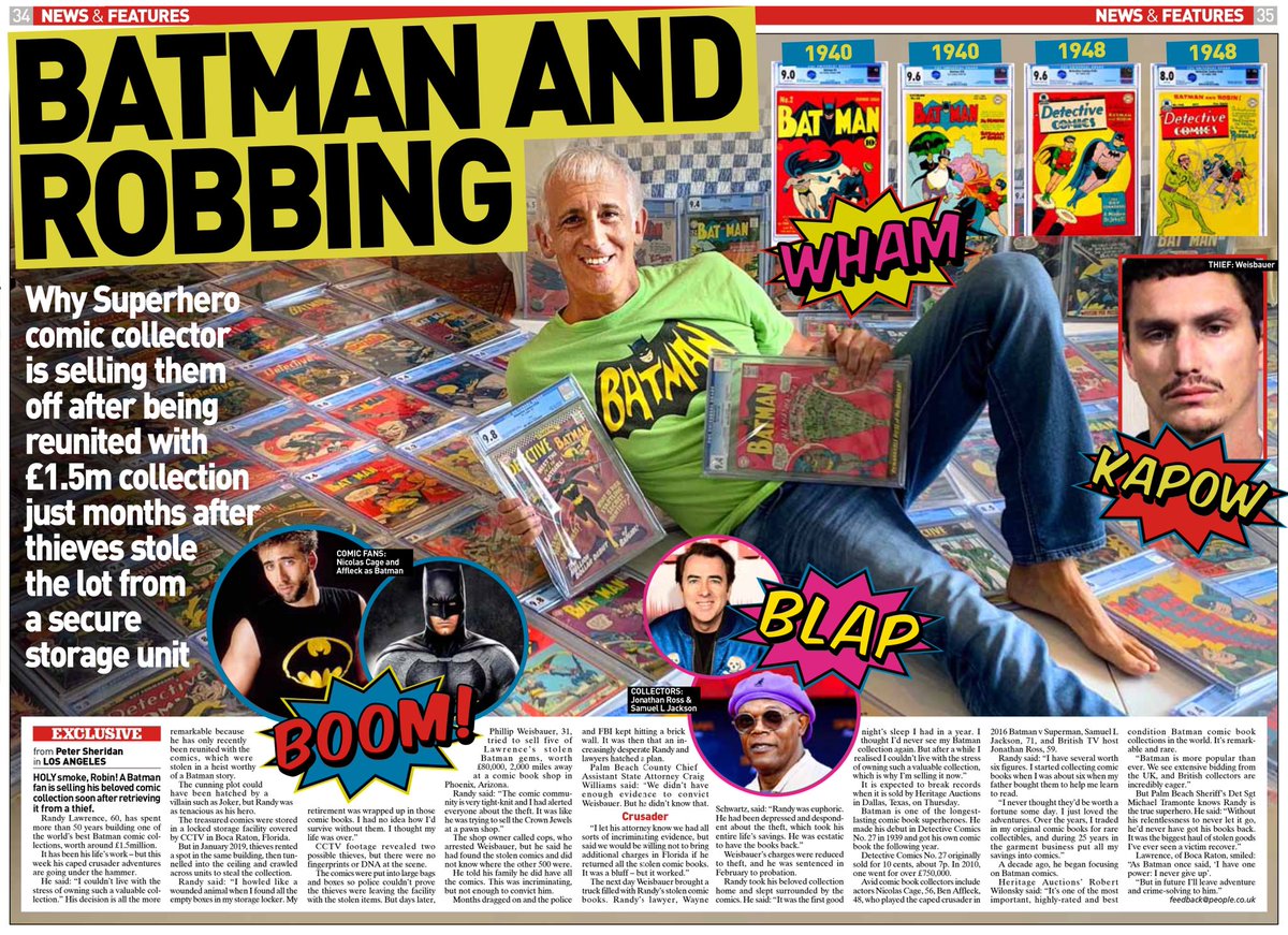 rlawrence423's tweet image. Look what was in the British Newspaper “The Sunday People” today!! #batman,#heritageauction,#samueljackson,#benafleck,#comicbooks,#auction,#joker,#catwoman,#riddler,