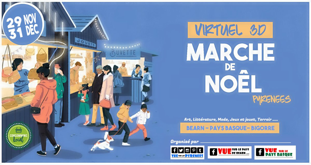 vuesurpyrenees's tweet photo. Marché de #Noel2020 virtuel des #Pyrénées 
du 29 nov au 31 déc 2020
avec la participation entrepreneurs locaux : artistes, créateurs, producteurs locaux .... afin de leur offrir la possibilité de montrer leur savoir faire ça vous tente
contact MP
#solidarite #COVID19france https://t.co/Vj8fFgT4oT