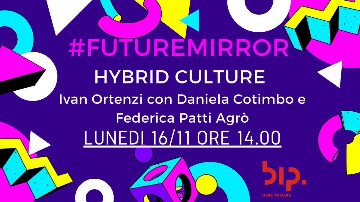 IvanOrtenzi's tweet photo. #FUTUREMIRROR è domani 16/11 h 14.00
Prendete nota! Con Daniela Cotimbo e Federica Patti incroceremo #Arte e #IntelligenzaArtificiale per parlare di #Creatività e #Algoritmi
Non #ArteContemporanea ma Arte Futurama!
👍 : https://t.co/mrjzt8Mw55
STAY TUNED FOLKS! https://t.co/A0ysveTASF