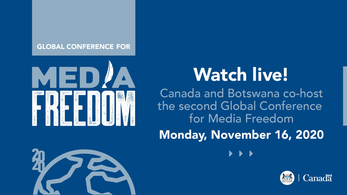 CanadaFP's tweet image. Don’t miss out! WATCH tomorrow’s Global Conference for #MediaFreedom online as journalists &amp;amp; media workers, civil society &amp;amp; governments connect to #DefendMediaFreedom 🌍wide. ow.ly/74l350Cl35G