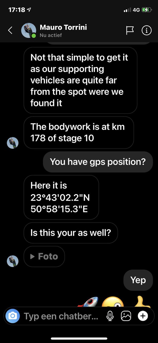 They found our parts in the dessert #saudiarabia #dakar2020 thanks boys Anybody bringing it to #jeddah? #dakar2021 
see gps location 
23*43’02”N
50*58’15.3”E