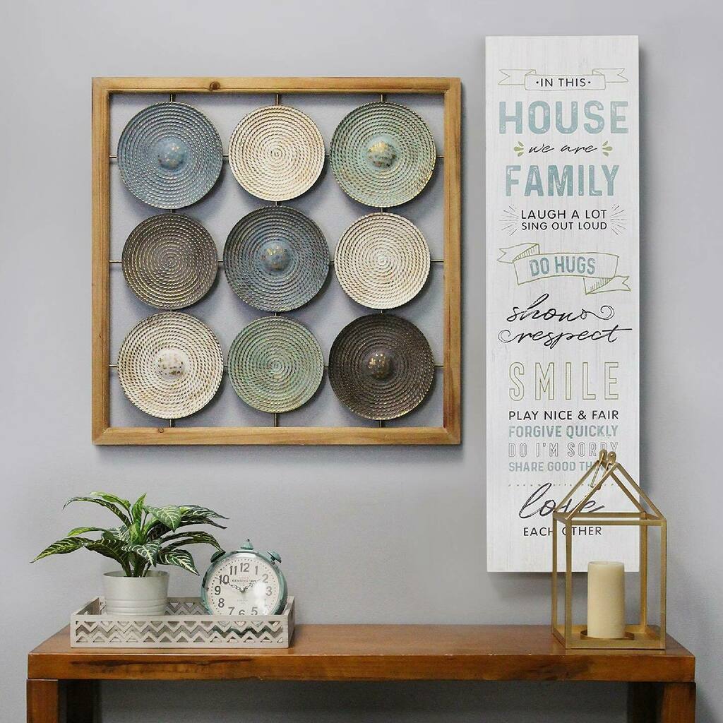 For Sale - Distressed multi-color metal and wood framed plates for your wall 

#pamoja #wallart #walldecor #homedecor #homedecorideas #metalwallart #metalwalldecor #plates #mydecorvibe #bohohomedecor #bohostyle #instahome #hallwaydecor #apartmenttherapy #wayfair #westelm