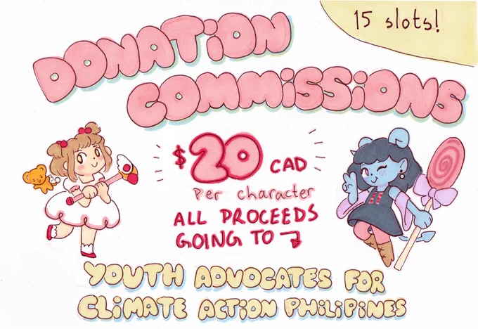 Hey! I'm doing commissions to raise money for the @YACAPhilippines typhoon relief fund. Shoot me a message if you're interested, retweets appreciated ? 