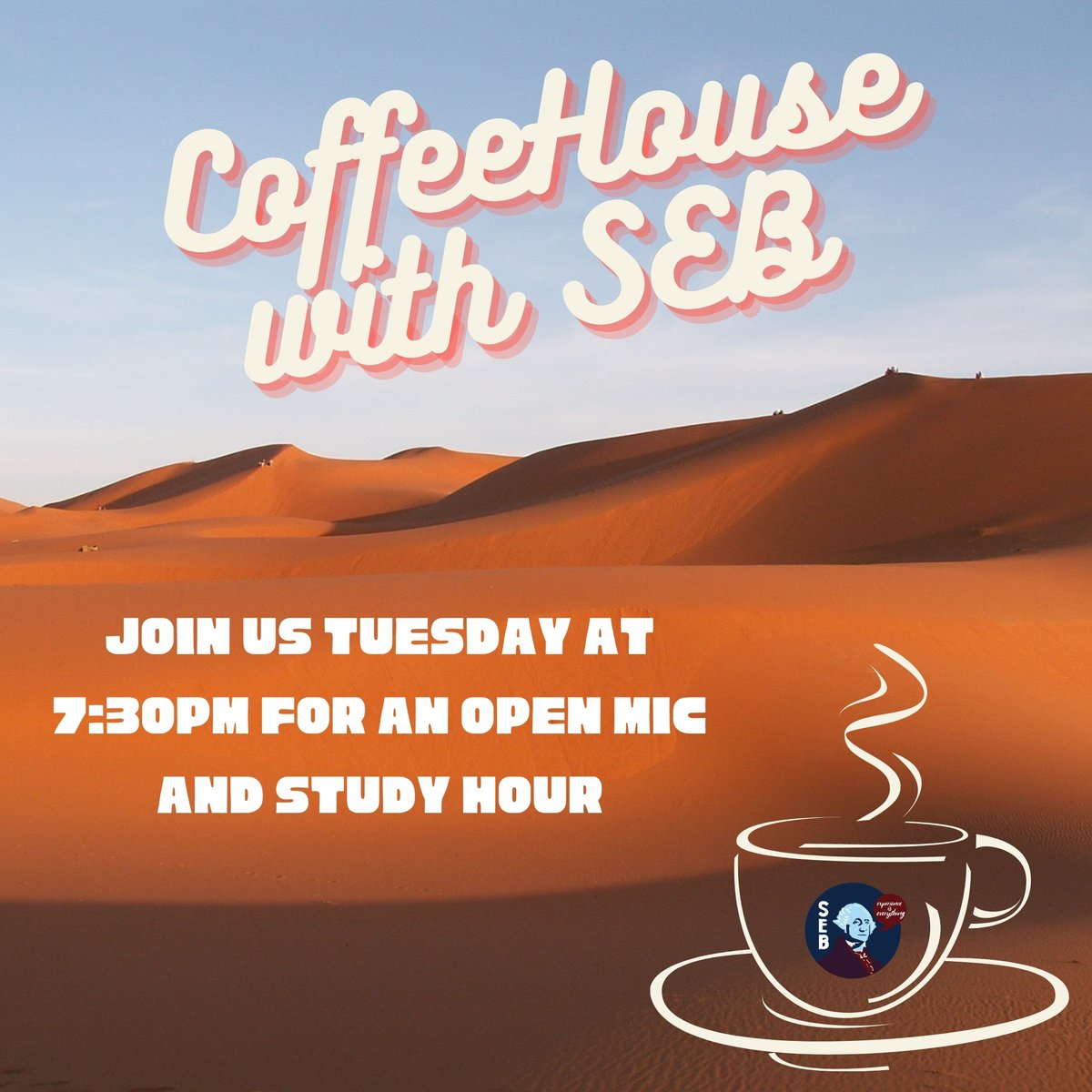 WAC_SEB's tweet photo. Come hangout with SEB this Tuesday for some music, studying, and showcasing some student creatives!

If you want to participate or send something in for someone else to read email jrusso2@washcoll.edu !! https://t.co/xEQfsdsIBw