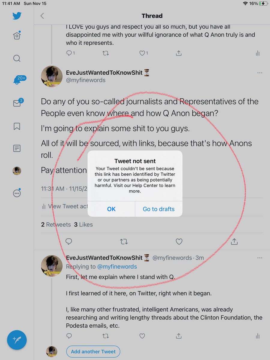 I shit you not Patriots...I went to send the next tweet in this thread, and this is the message I got from  @jack.I need a minute.Screenshot this stuff, and if I get disappeared, check out  @KarmasKeeper81 and  @boatgirl3 for the details.Sorry girls, don't have time to ask.