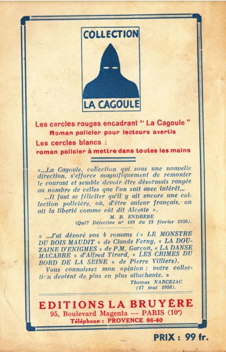 However I do have a soft spot for Roman Policier, and if you feel the same it's certainly something to keep an eye out for next time you're browsing the bouquinistes along the Seine.More pulp publishers another time...
