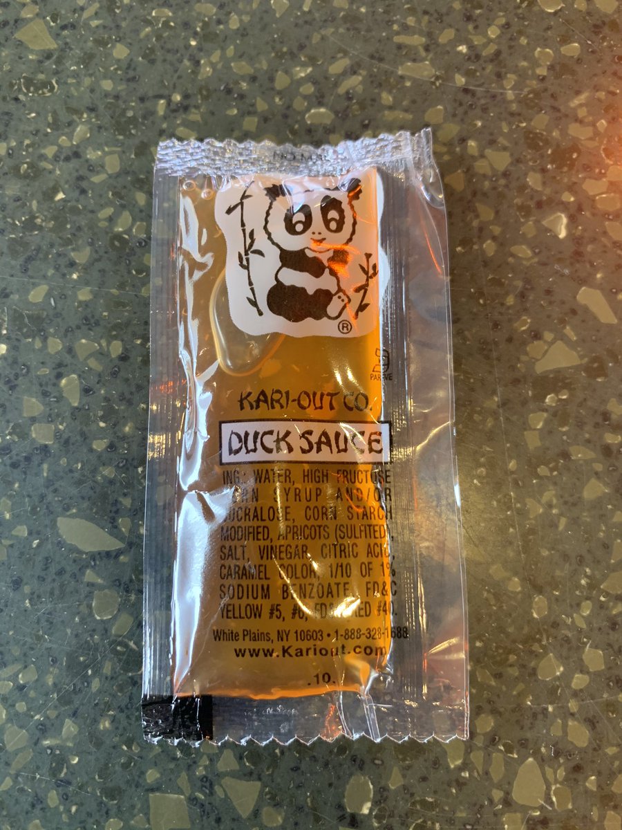 KGnacinski's tweet photo. Why do they call it duck sauce when it has a picture of a panda in it? https://t.co/c669vASQbV