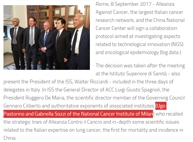 Two other authors of the "unexpected" paper are mentioned in the above article (Ugo Pastorino and Gabriella Sozzi of the National Cancer Institute of Milan)