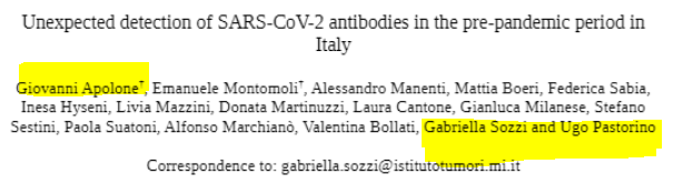 Two other authors of the "unexpected" paper are mentioned in the above article (Ugo Pastorino and Gabriella Sozzi of the National Cancer Institute of Milan)