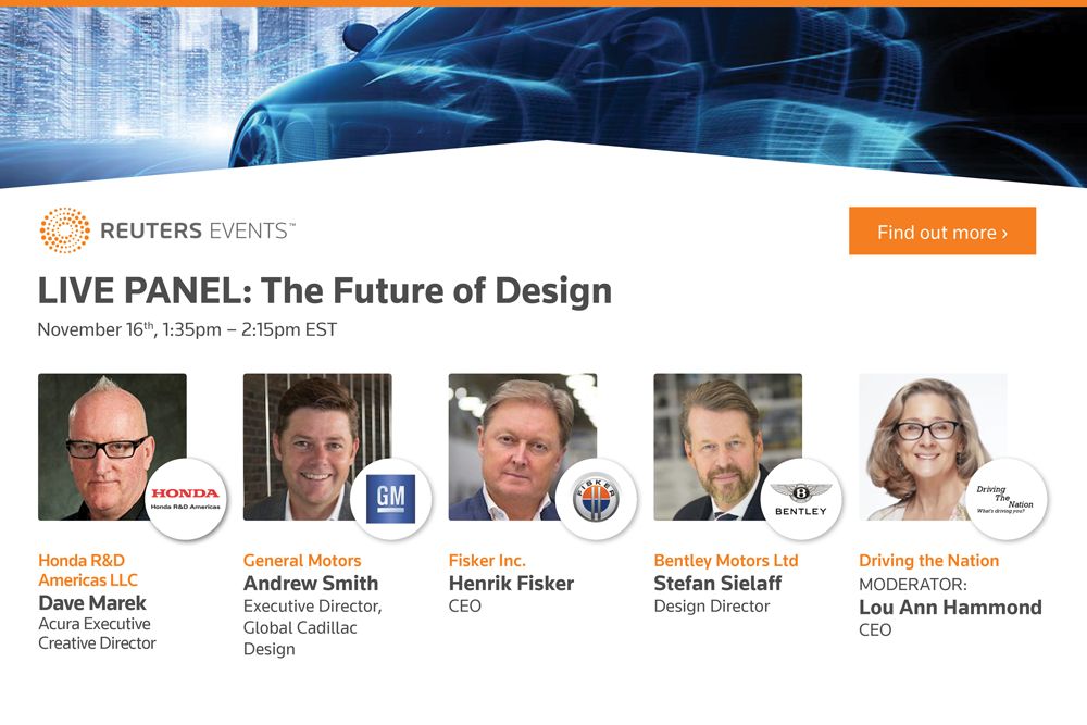 drivingthenatio's tweet photo. Register for #free #tomorrow is the 16th 1.20 pm EST #Reuters #Future of #Design #cardesigners #panel:
#DaveMarek #Acura #Honda
#AndrewSmith #Cadillac #GeneralMotors
#HenrikFisker #Fisker
#StefanSielaff #Bentley
MODERATOR:
#LouAnnHammond #DrivingtheNation
https://t.co/EjXFdjrfse https://t.co/jp8GxLluMY