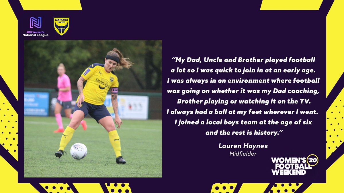 "𝙄 𝙟𝙤𝙞𝙣𝙚𝙙 𝙖 𝙡𝙤𝙘𝙖𝙡 𝙗𝙤𝙮𝙨 𝙩𝙚𝙖𝙢 𝙖𝙩 𝙩𝙝𝙚 𝙖𝙜𝙚 𝙤𝙛 𝙨𝙞𝙭 𝙖𝙣𝙙 𝙩𝙝𝙚 𝙧𝙚𝙨𝙩 𝙞𝙨 𝙝𝙞𝙨𝙩𝙤𝙧𝙮." -  @laurenhaynes11  #OUWFC |  #WomensFootballWeekend