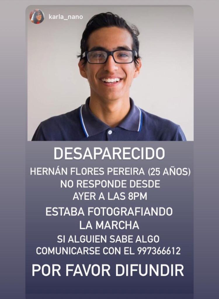 anto_cazorla's tweet photo. Por favor, difundir. Desaparecido. 🇵🇪 #RenunciaMerinoYa #MerinoDictador https://t.co/UpB97j9Ell
