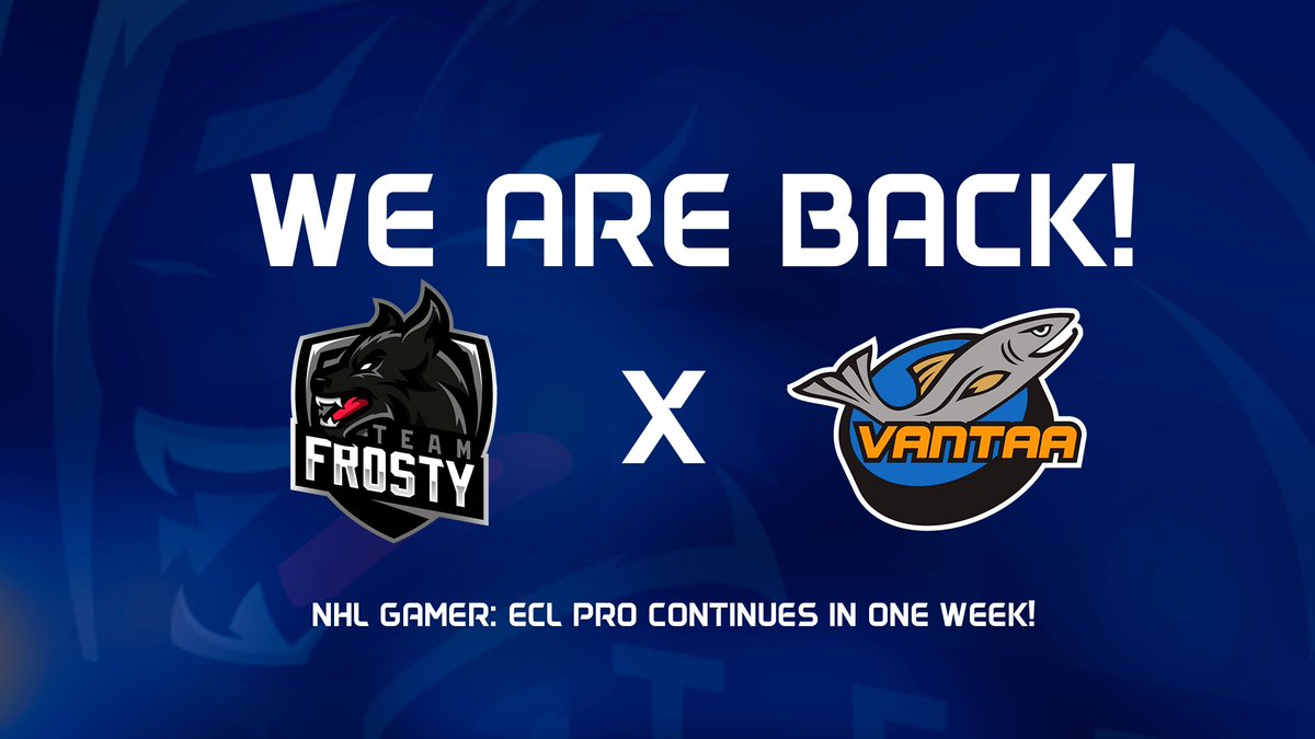 Ladies and gentlemen! We confirm that we will be back for <a href="/NHLGamerCOM/">NHLGamer</a> #ECL11 together with <a href="/KiekkoVantaa/">Kiekko-Vantaa</a> 🔥

ECL Pro will continue in one week! 🏒

#TeamFrosty #KeepItFrosty #LohiMäärää #esportsfi