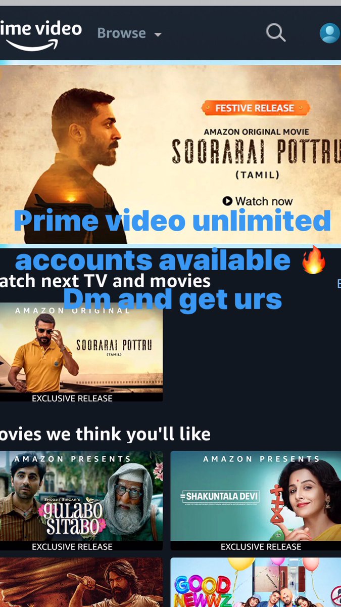 peimevidoe's tweet photo. Enjoy amazon prime video access 
Login &amp;watch 
Email : mayatup@neko2.net
Pass :  12345
Private account also available at just 50₹ only Dm 
WhatsApp group- https://t.co/ud5Fw7EbHY
#SooraraiPottru #SooraraiPottruOnPrime https://t.co/ZUAAjhaOV5