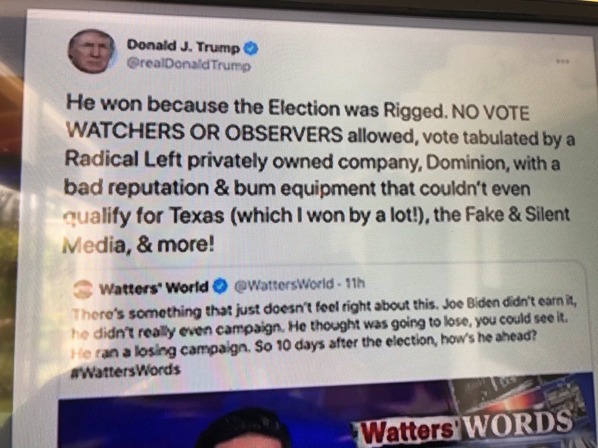 nelsonbocaranda's tweet photo. ULTIMA HORA: Por primera vez Trump acepta que BIDEN GANÓ. Aunque dice que la elección fue arreglada:”No permitieron observadores ni guardianes del voto y la tabulación la hizo una empresa privada de la izquierda radical DOMINION” con mala reputación y equipos de porquería”+ https://t.co/8U3caV5ft4