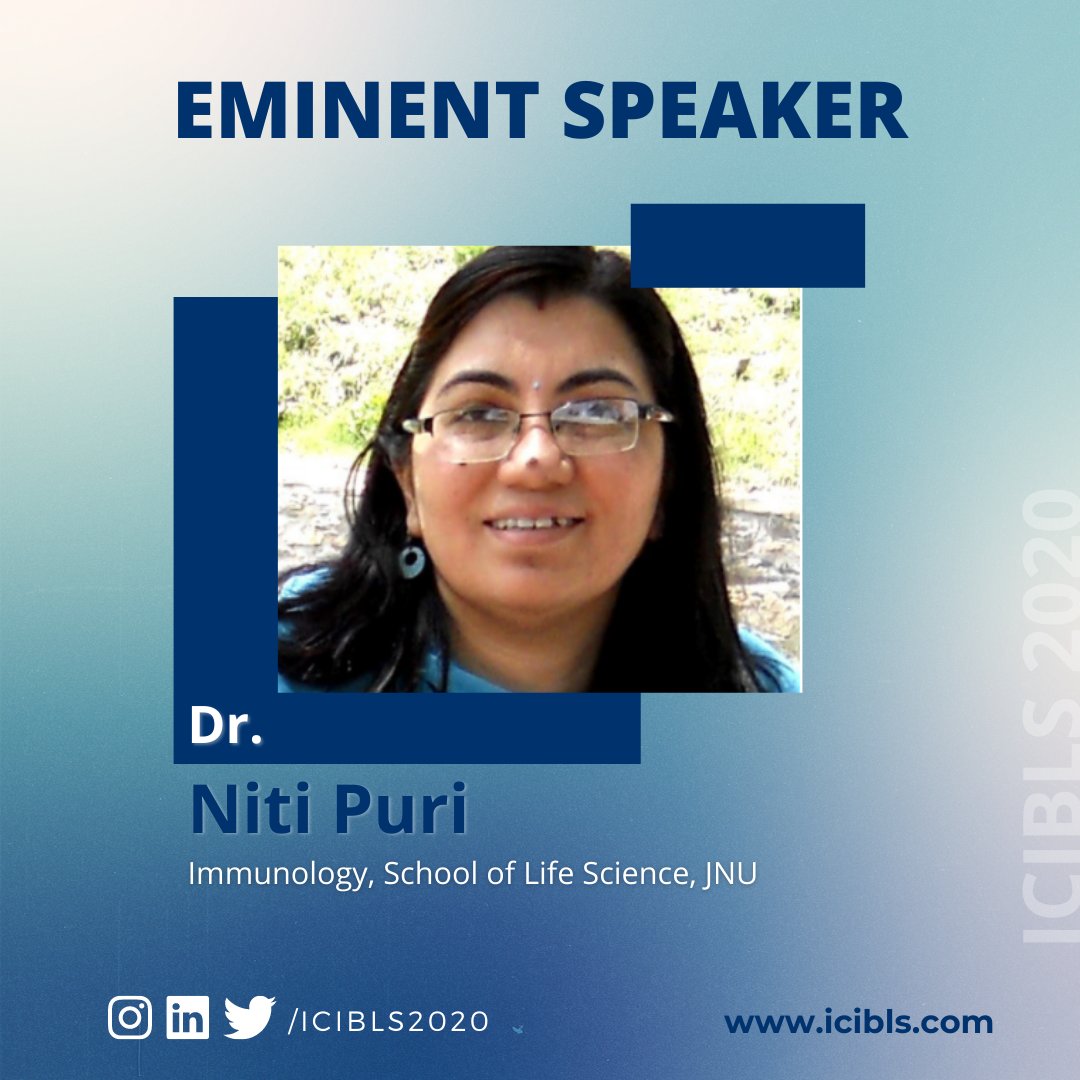 icibls's tweet photo. Meet Dr. Niti Puri! Dr. Niti is an Assistant Professor of Immunology, School of Life Sciences, JNU. Watch her on the expert talk at ICIBLS. Register now at https://t.co/MHI2j6y5fz
#biology #StayHome #Conference #Biotechnology #LifeSciences #virtuallearning #Icibls #Icibls2020 https://t.co/dJiOMReR0Y