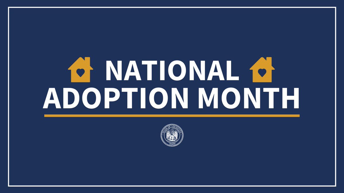 LouisianaGov's tweet photo. November is National Adoption Month. Over the last four years, our state has found permanent, loving homes for 3,311 children. @FirstLadyofLA and I are proud of the work being done by @LouisianaDCFS and others across the state to take care of Louisiana’s children. #lagov https://t.co/HuGuk8TBjX
