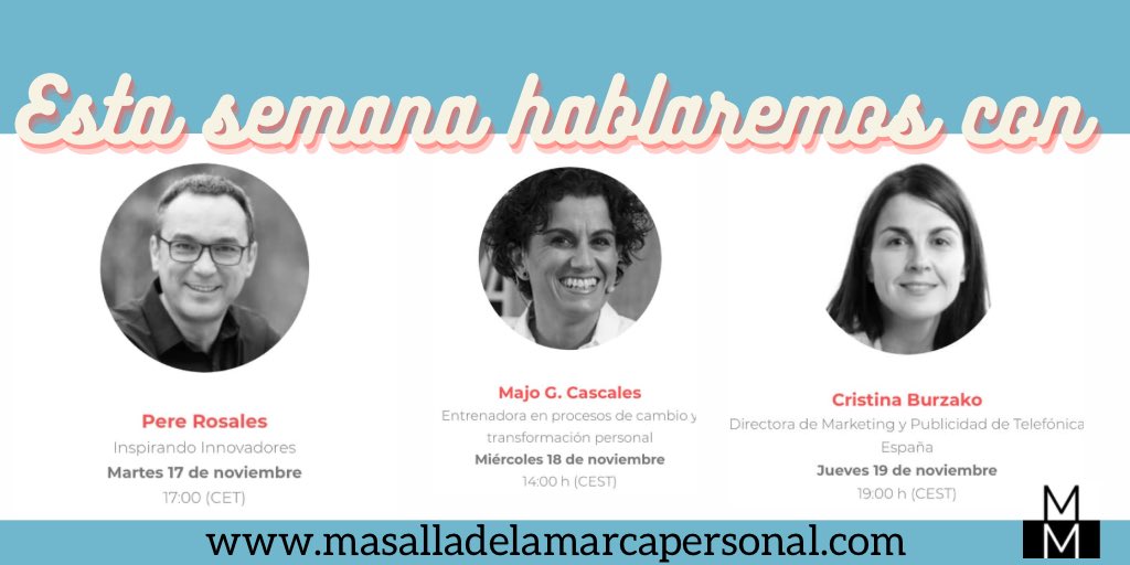 MasalladelaMP's tweet photo. Innovación, pensamiento creativo, marketing, emoción, reinvención... y, sobre todo, experiencias de vida. 

Las charlas de esta semana vienen muy fuerte. ¿Nos acompañas? 

Apúntate en nuestra web https://t.co/zp8TsTNTf1 https://t.co/otgNbssE2B