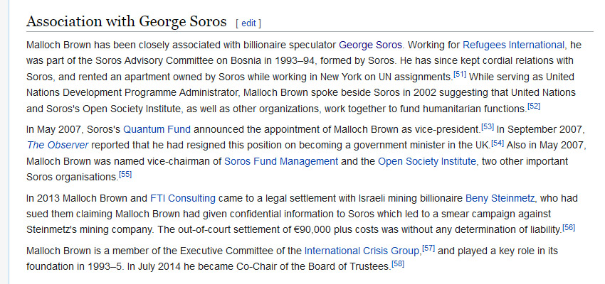21) Mark Malloch Brown is a George Soros guy:
