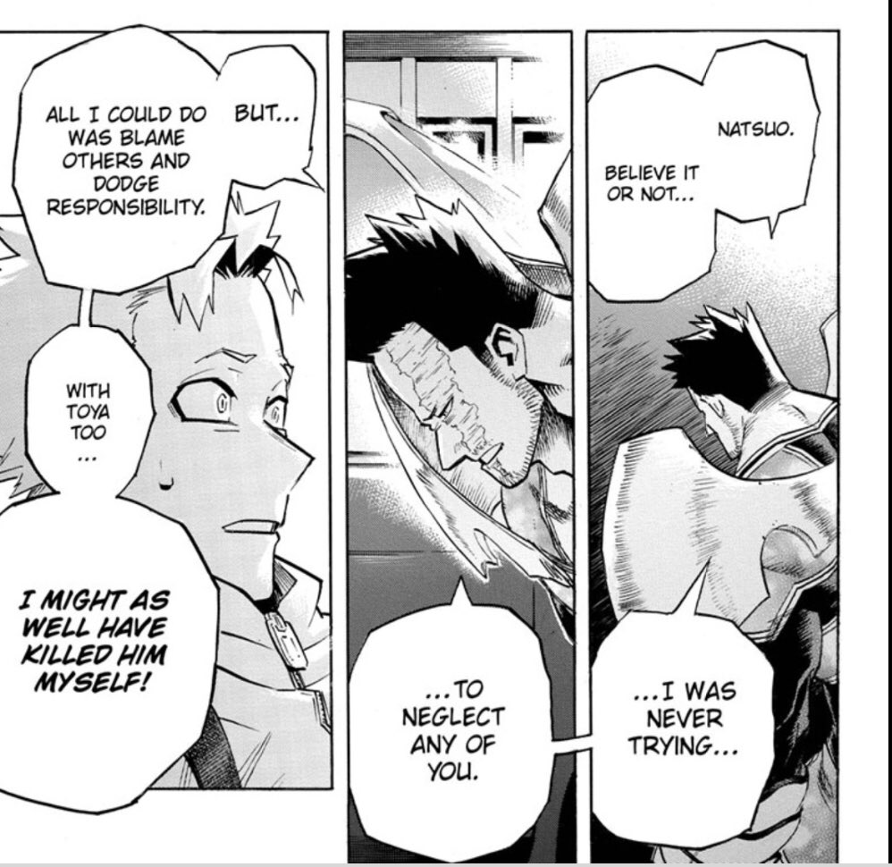 Because his focus was ONLY on Shouto, Rei and the 3 kids felt neglected by Enji, but the one that had it the worst was Touya, because he used to be THE child his dad spent his time the most. Thus making him question his existence, and got REALLY jealous of Shouto.