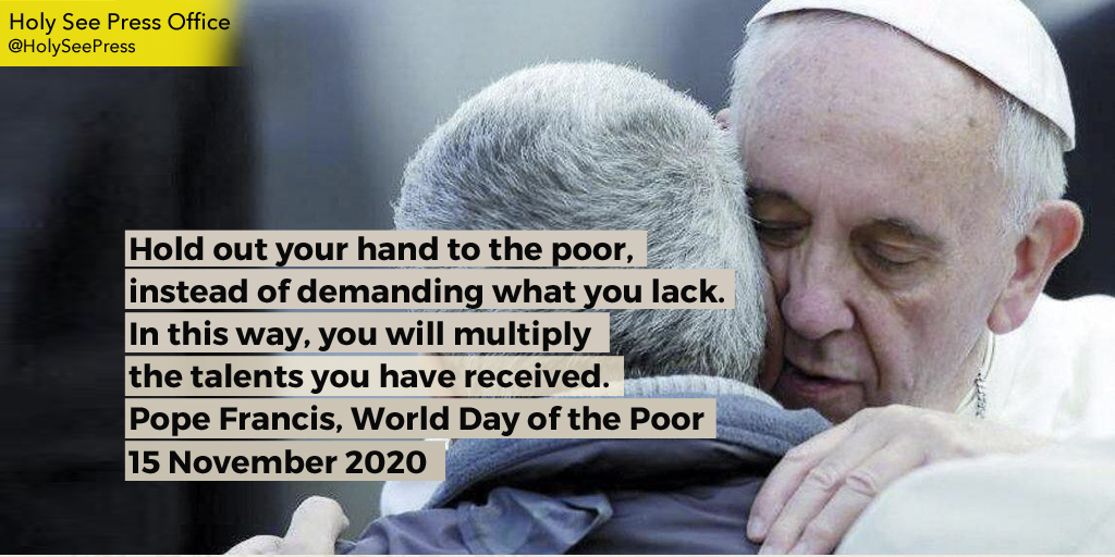 HolySeePress's tweet photo. #PopeFrancis, World Day of the Poor, #15November2020 https://t.co/ApmwioPmXo