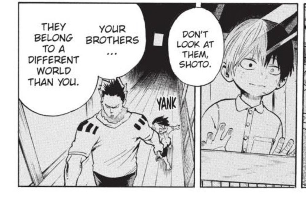  #MHA291Here’s my personal PREDICTION on how the Touya became Dabi:As Touya grew weaker because Rei’s gene got stronger, they decided to have Natsuo and Shouto. When Touya cannot handle the heat anymore, he completely STOPPED training him (that’s why he was seen playing)