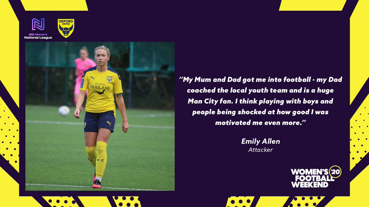 "𝙄 𝙩𝙝𝙞𝙣𝙠 𝙥𝙡𝙖𝙮𝙞𝙣𝙜 𝙬𝙞𝙩𝙝 𝙗𝙤𝙮𝙨 𝙖𝙣𝙙 𝙥𝙚𝙤𝙥𝙡𝙚 𝙗𝙚𝙞𝙣𝙜 𝙨𝙝𝙤𝙘𝙠𝙚𝙙 𝙖𝙩 𝙝𝙤𝙬 𝙜𝙤𝙤𝙙 𝙄 𝙬𝙖𝙨 𝙢𝙤𝙩𝙞𝙫𝙖𝙩𝙚𝙙 𝙢𝙚 𝙚𝙫𝙚𝙣 𝙢𝙤𝙧𝙚." -  @EmilyAllen_9  #OUWFC |  #WomensFootballWeekend