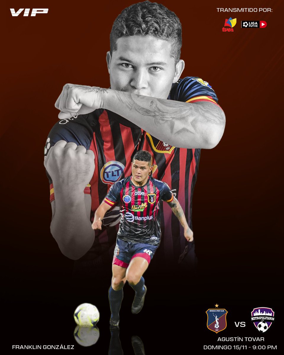 VIPSportAgency's tweet photo. La jornada del día finaliza con @Monagas_SC y @FranklinGon31 ante @Metropolitanos_ en Barinas.

El delantero marcó el viernes y hoy busca más goles para guiar su equipo a la victoria.

🏟️ Agustín Tovar
⌚ 9:00 PM
📺 TVES
💻 YouTube @LigaFUTVE

#SoloFiguras 🔝 https://t.co/o9jxasYLFW