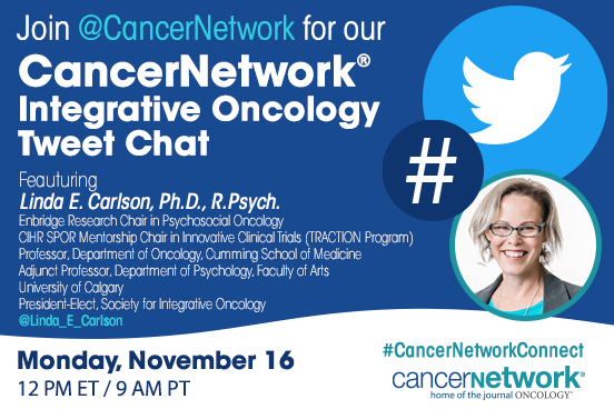 CancerNetwrk's tweet photo. Join us for a tweet chat tomorrow, November 16th at 12 PM EST! This tweet chat, led by Linda E. Carlson, PhD, RPsych, will feature real patient cases and focus on the use of integrative oncology. | @Linda_E_Carlson
For more information, visit: https://t.co/JdqmumEs1b https://t.co/XuqcsAt0KF