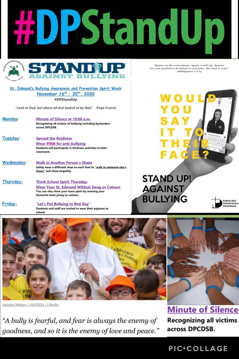 edmund_st's tweet photo. 📌 Mark your calendars @edmund_st as we have a full #antibullying spirit week filled with events to promote a Christ-Centred community culture of care,kindness,empathy,respect & inclusion.Our #CatholicVision rooted in the #Gospel @DPCDSBSchools #BullyingAwarenessWeek #DPStandUp https://t.co/4mZUr1UToj
