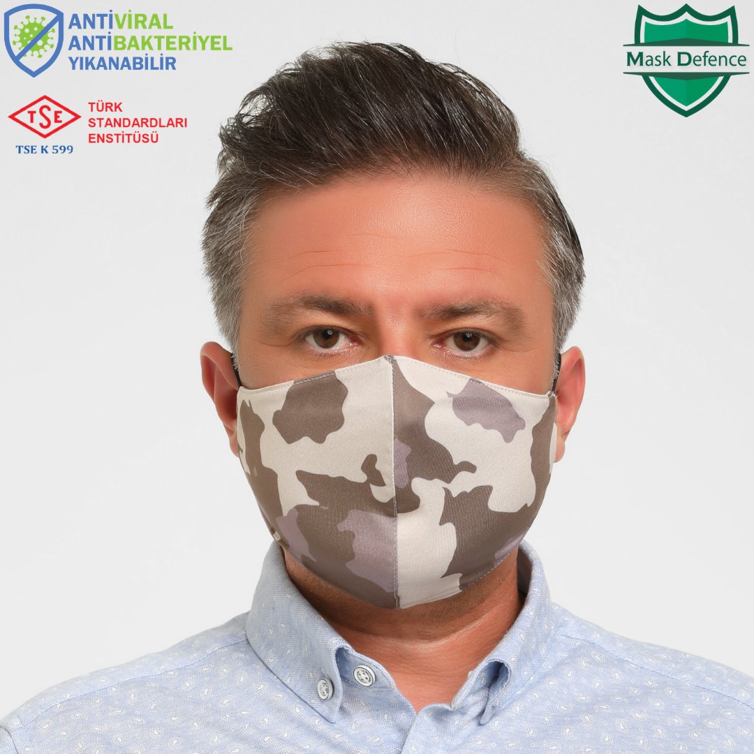 DefenceMask's tweet photo. Yetişkin büyük boy kahverengi kamuflaj yüz maskesi ile güvende olun. 
Mask Defence #antiviral ve #antibakteriyel yıkanabilir kumaş yüz  maskesi; 

🛡Yıkanabilir ve çoklu kullanılabilir
🛡TSE ( Türk Standartları Enstitüsü ) K599
🛡Hijyenik doku
 #kumaşmaske  #masketak #bezmaske https://t.co/IVBhd6jRkz