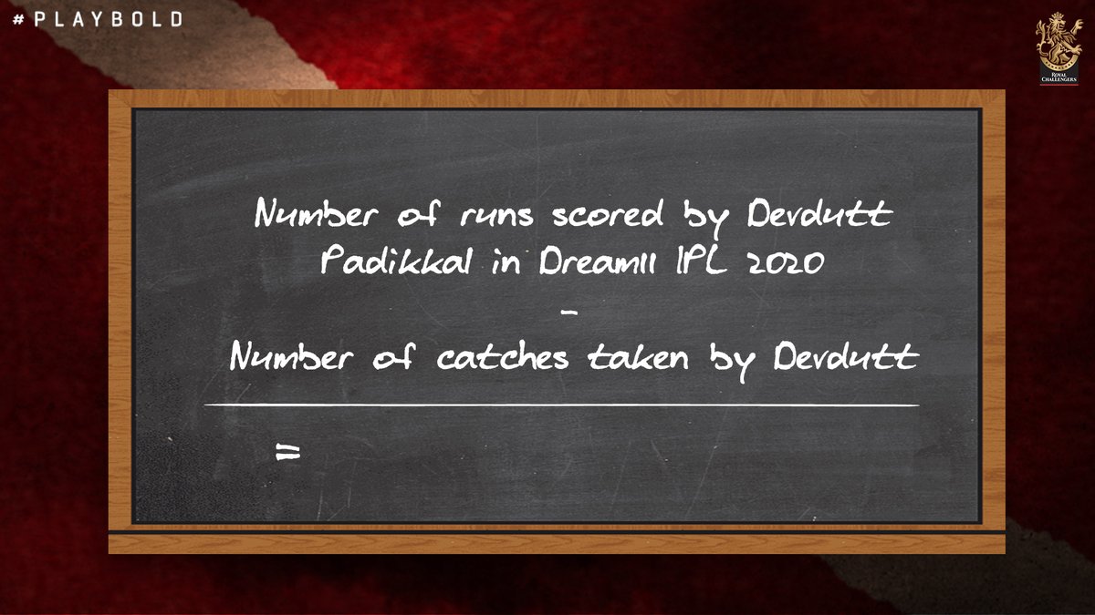 RCBTweets's tweet photo. What would cricket🏏 be without numbers?🔢
Why not try your hand at some quick math while you channel your inner statistician, 12th Man Army?🤔
#PlayBold #IPL2020 #WeAreChallengers #Dream11IPL #CricketMath https://t.co/dHI31Iuqym