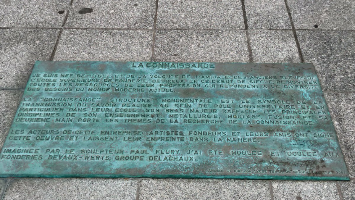 jean_casa's tweet photo. Je viens de réaliser la disparition (j'ai rêvé ? ) d'1 œuvre q j'aimais bien devant le pôle universitaire Léonard de Vinci au coin de la descente @ParisLaDefense @helloitsanouk vous savez ce qu'elle est devenue? #LaConnaissance #PaulFlury #LaDéfense #Courbevoie #FaubourgdelArche https://t.co/m6HaHXsWF2